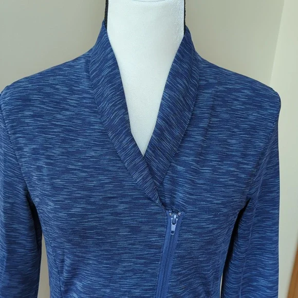 Blue Space Dye Asymmetrical Zipper Athletic Activewear Jacket LARGE Blue - Picture 7 of 13